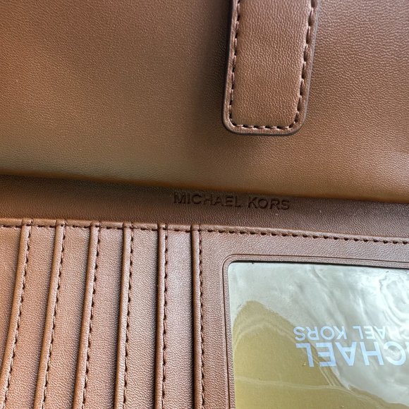 Michael Kors Jet Set Travel Large Double Zip Wallet Center Stripe MK Brown Multi - Picture 6 of 6